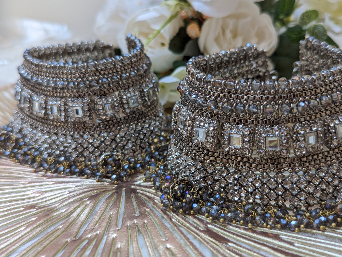 Antique Grey Bridal Anklets