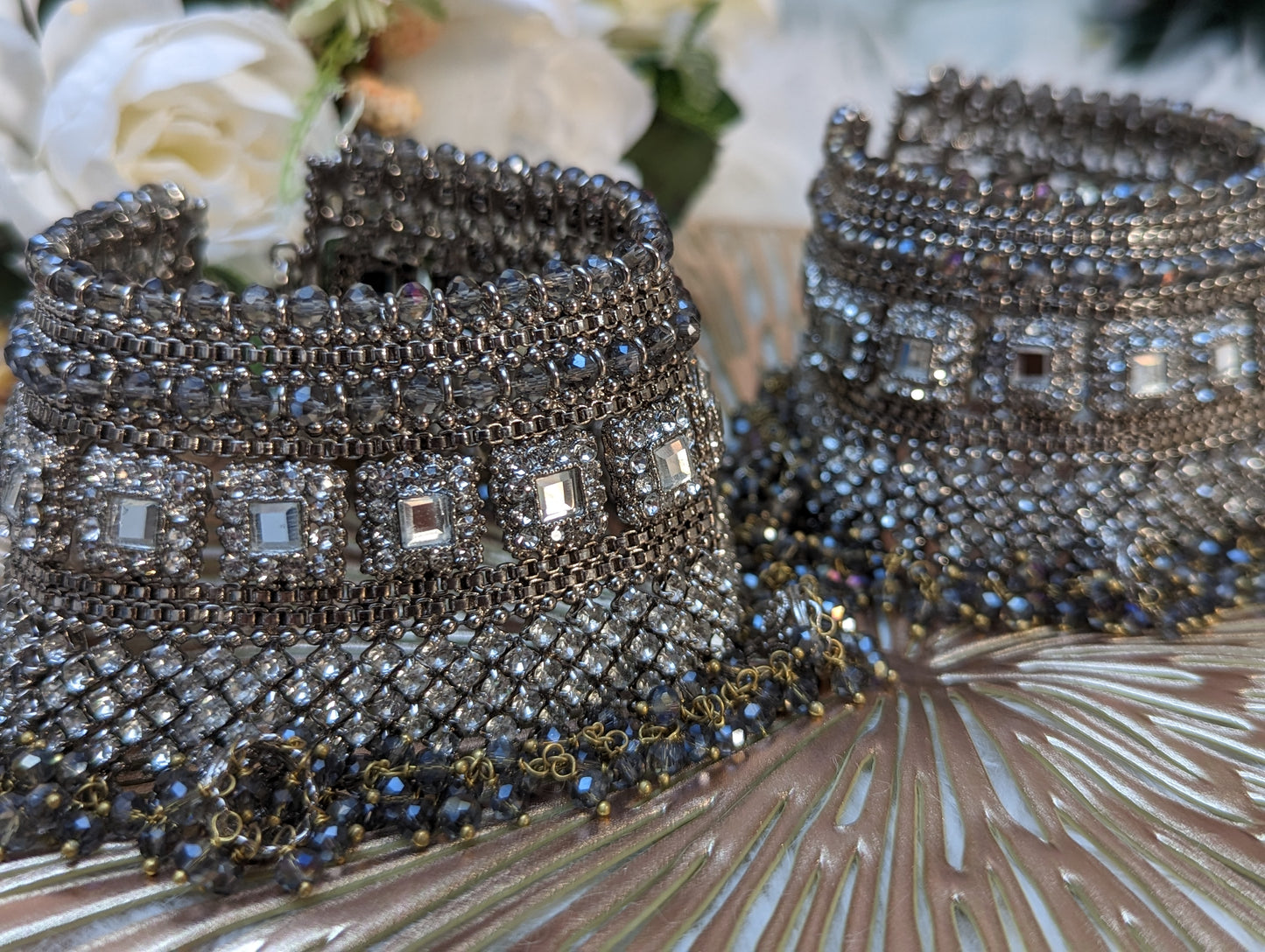 Antique Grey Bridal Anklets